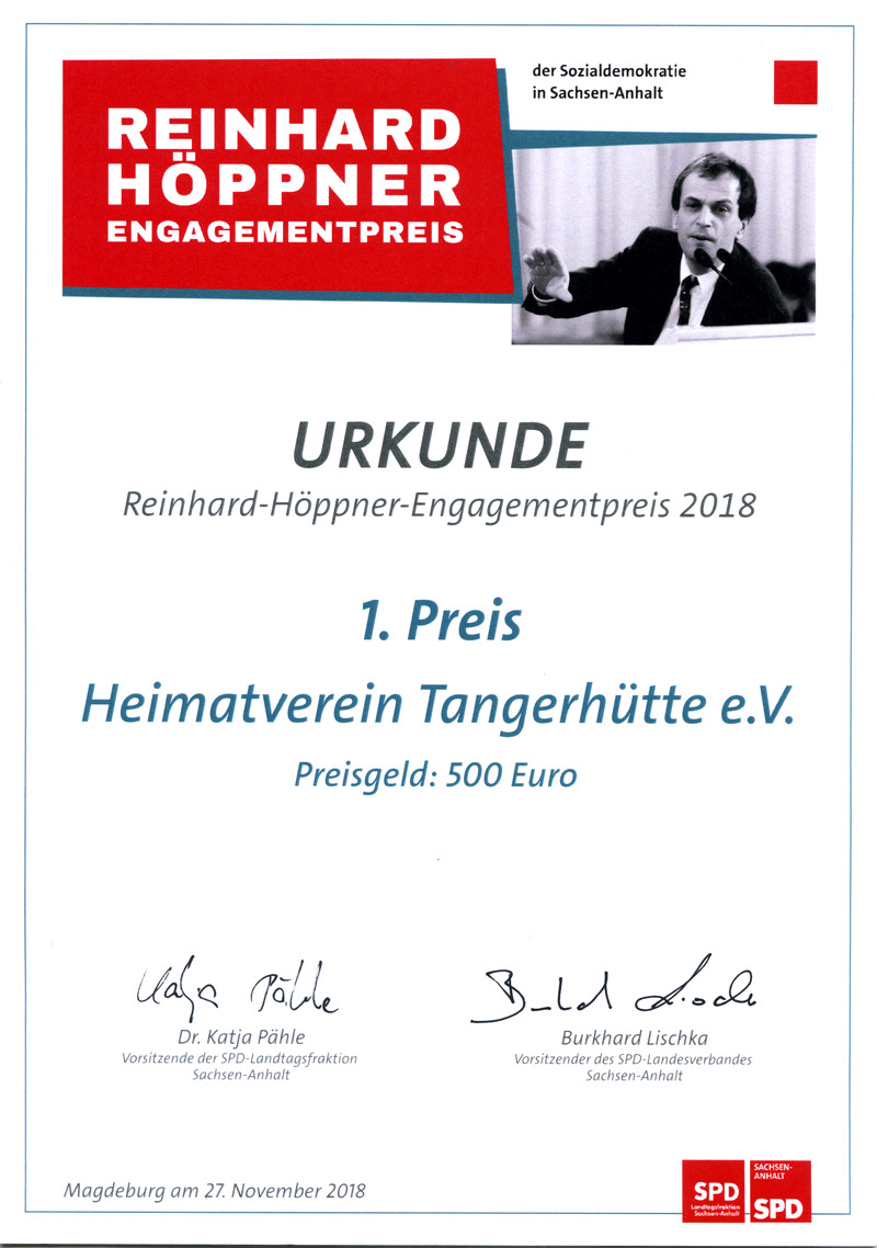 Urkunde Höppnerpreis